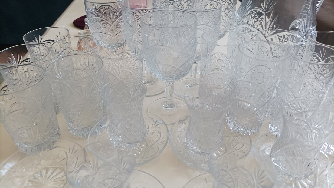 antika kristal bardak sürahi takımı 30 parça - Görsel 5