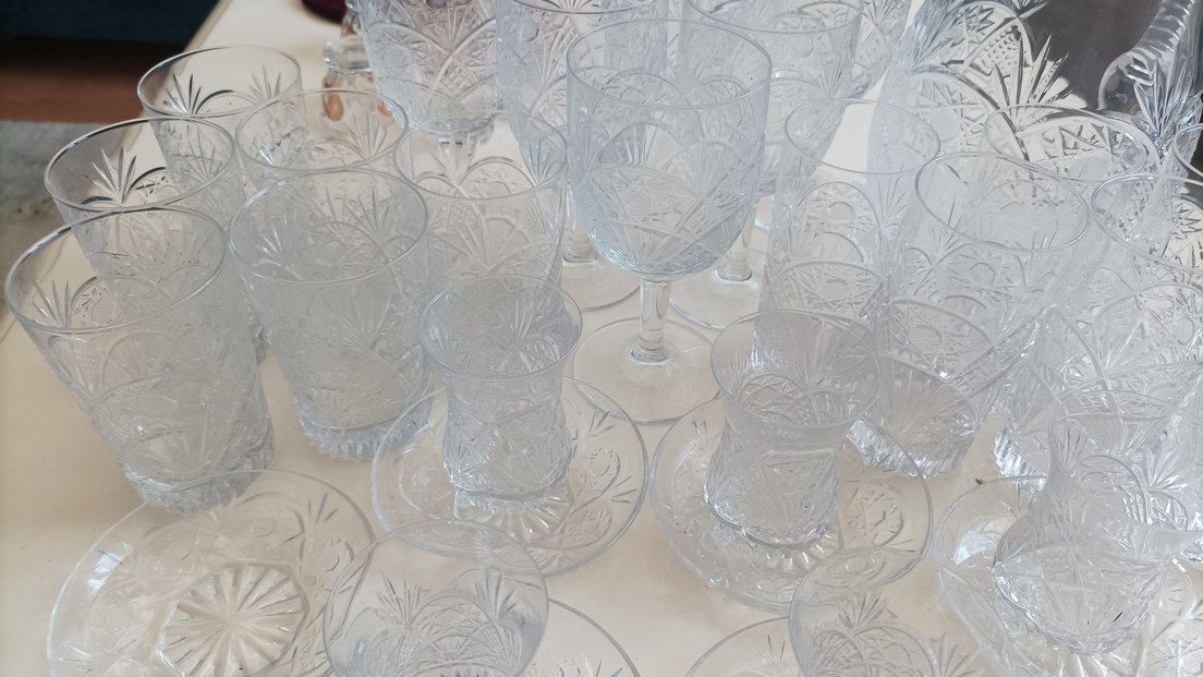 antika kristal bardak sürahi takımı 30 parça - Görsel 4