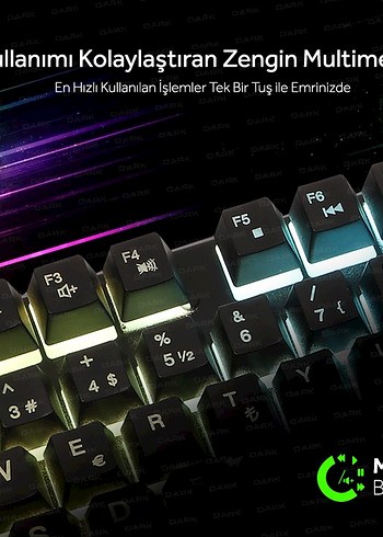 Dark Force Mekanik Hisli Türkçe Q Oyuncu Klavyesi - Görsel 9