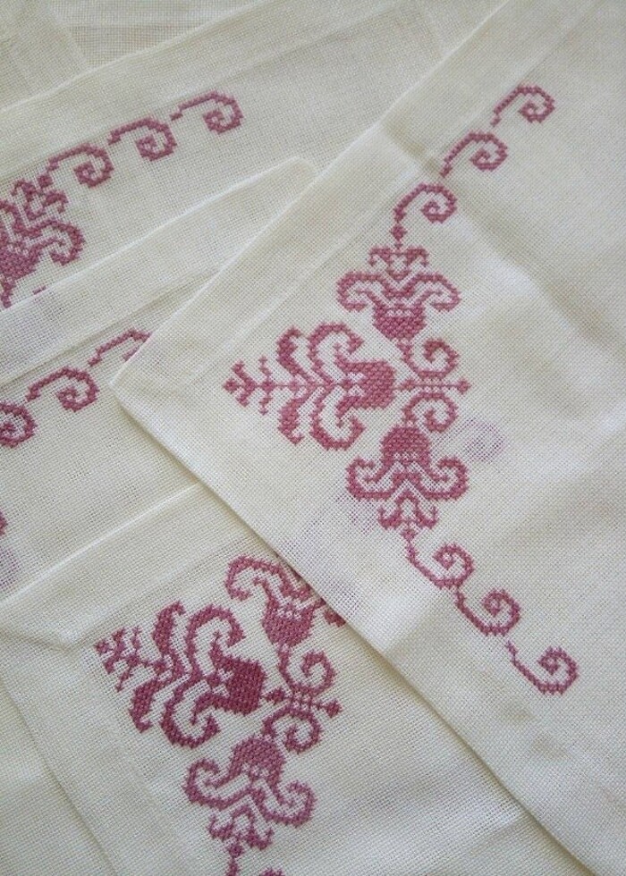 Kanaviçe yemek masası takımı 6 peçete 1 runner - Görsel 2