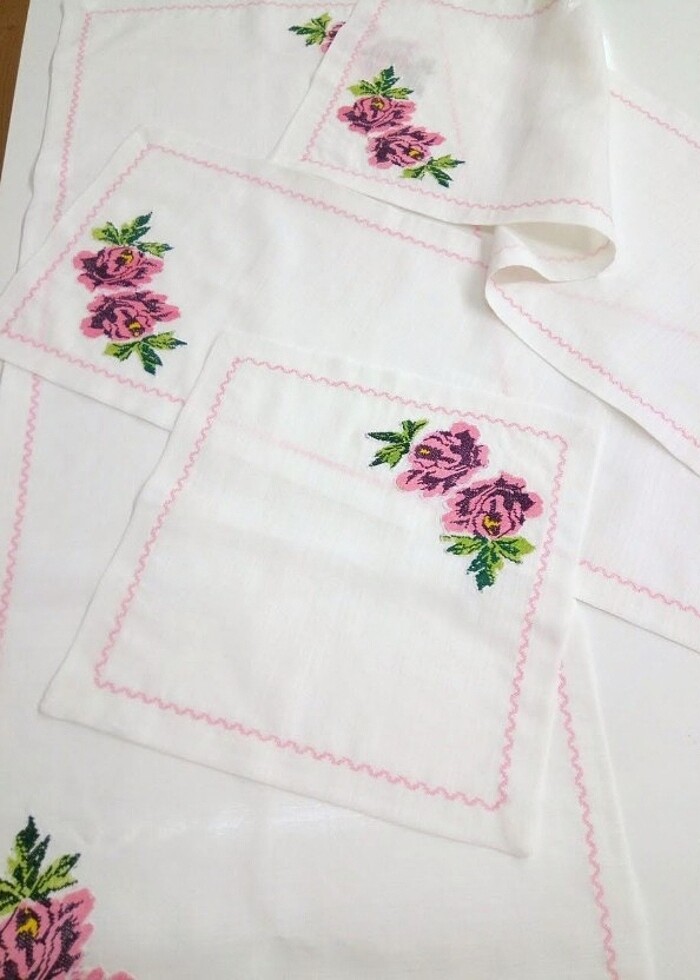 Kanaviçe sarma salon takımı 4 parça - Görsel 3