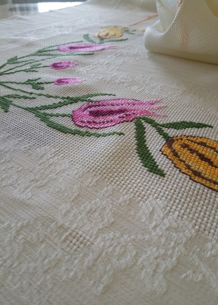 Çeyizlik kanaviçe bohça, masa, orta sehpa, fiskos örtüsü  - Görsel 3