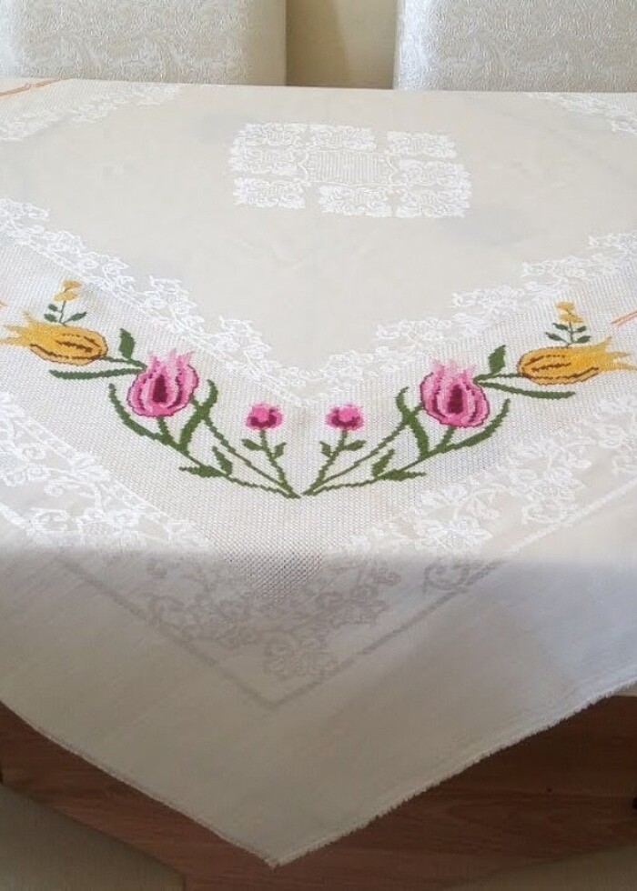 Çeyizlik kanaviçe bohça, masa, orta sehpa, fiskos örtüsü  - Görsel 2