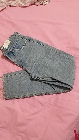 32 Beden turkuaz Renk straight cropped jean