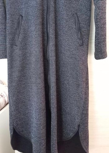 Gri Uzun Kadın Kaban Fermuarlı - Görsel 2