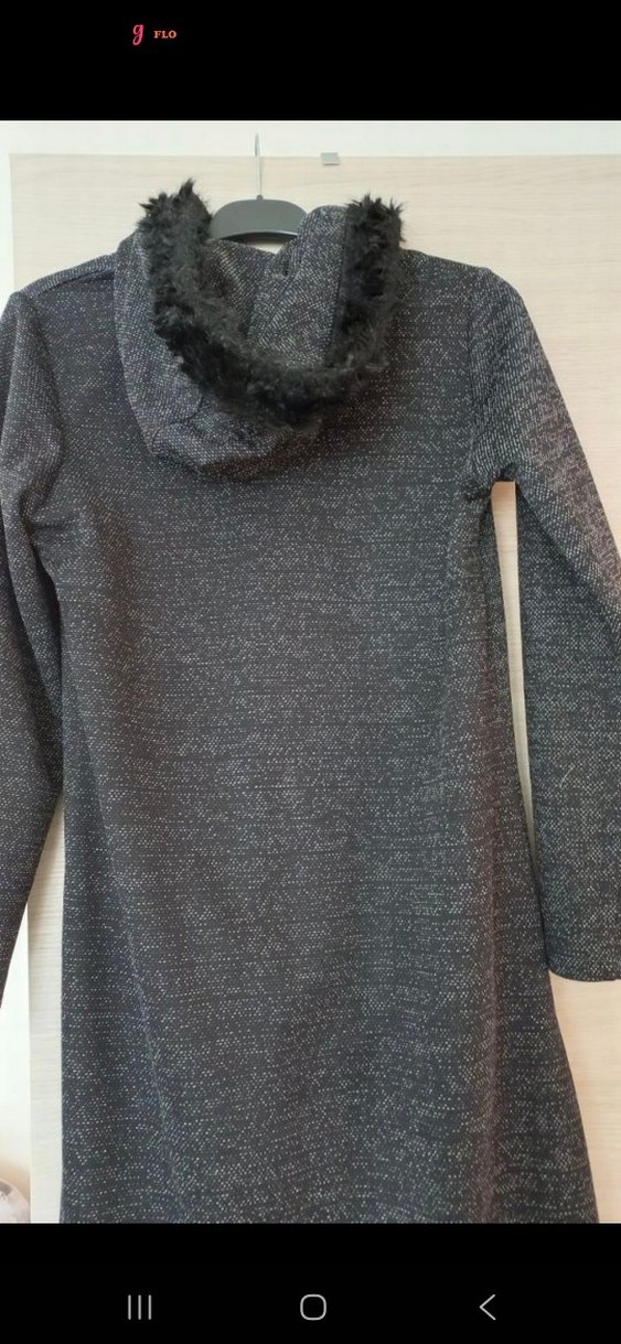 Gri Uzun Kadın Kaban Fermuarlı - Görsel 3