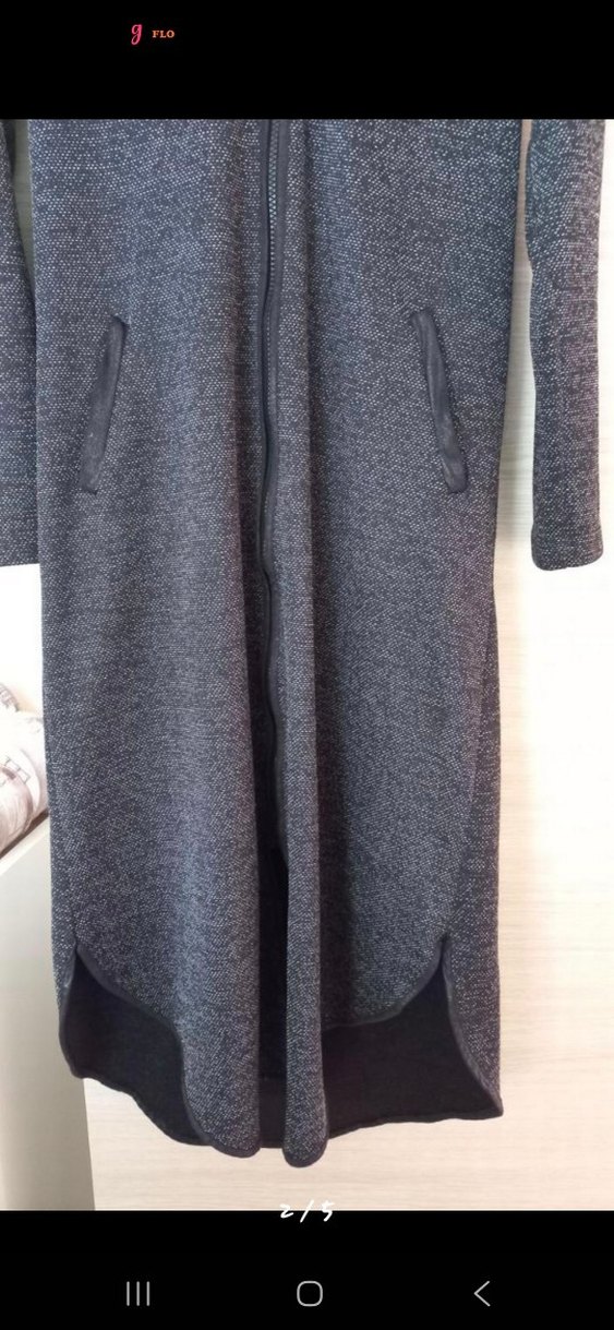 Gri Uzun Kadın Kaban Fermuarlı - Görsel 2