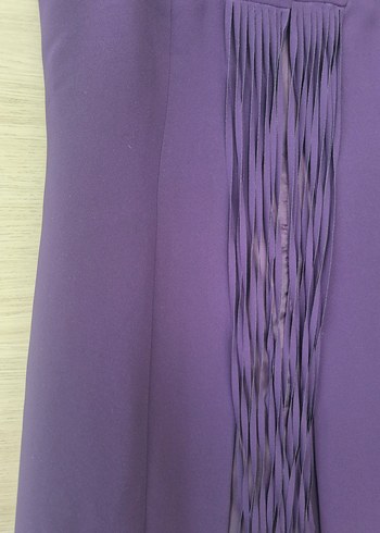 Mor Pilili Uzun Kollu Abiye Elbise - Görsel 4