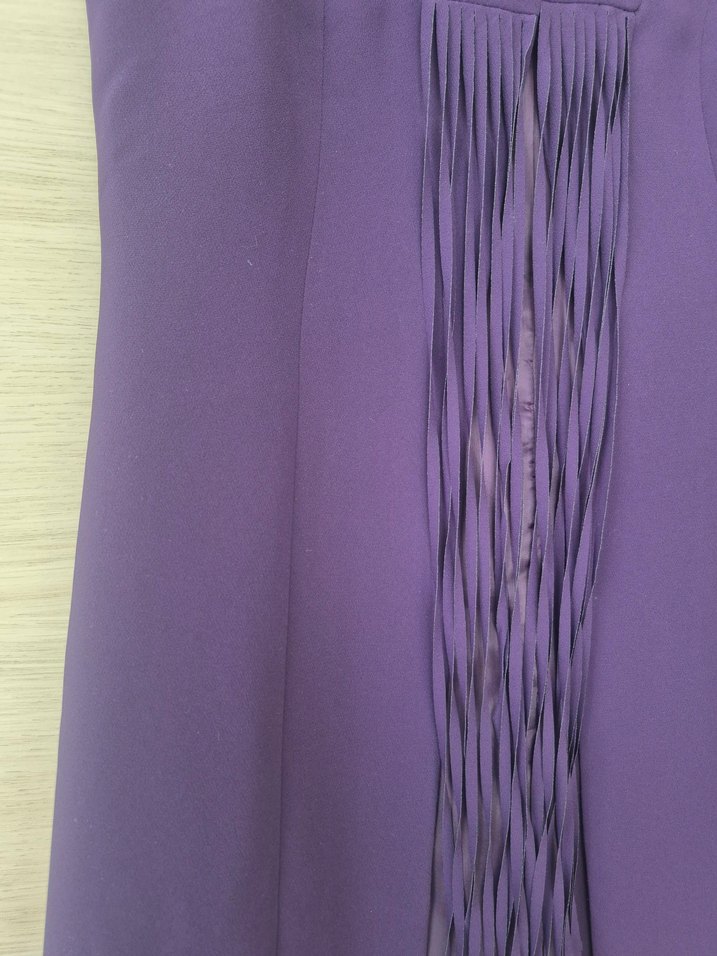 Mor Pilili Uzun Kollu Abiye Elbise - Görsel 4