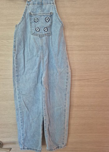 Nakışlı Mavi Kot Kız Salopet - Görsel 2