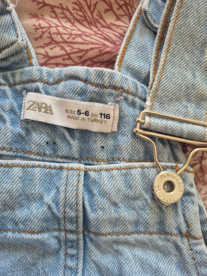 Nakışlı Mavi Kot Kız Salopet - Görsel 3