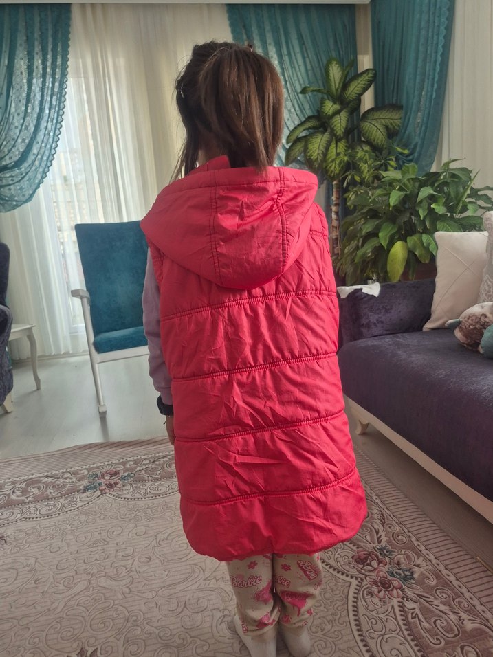 Kızlar için Fermuarlı Pembe Yelek - Görsel 4