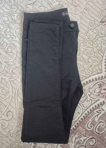 Siyah Elastik Streç Kadın Kot Pantolon - Görsel 2