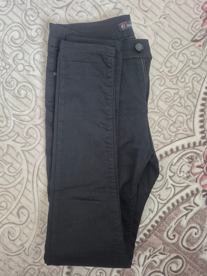 Siyah Elastik Streç Kadın Kot Pantolon - Görsel 2