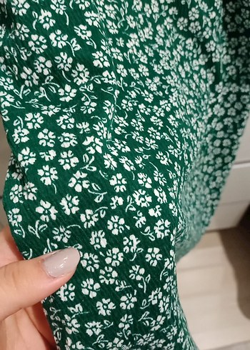 H&M Yeşil Çiçek Desenli Askılı Mini Elbise
