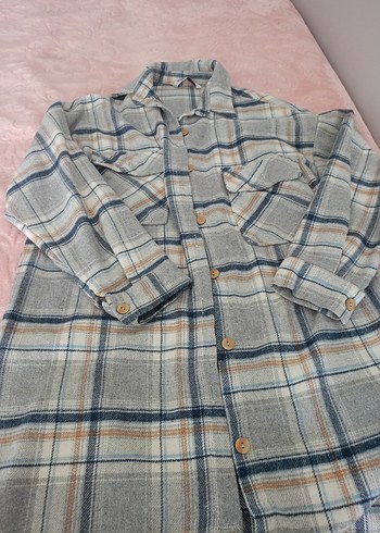 Düğmeli Gri Ekose Uzun Kollu Kadın Gömlek - Görsel 2