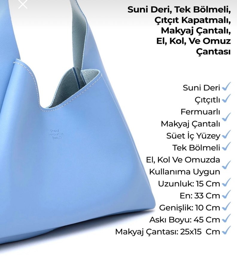 Shaka Suni Deri Çıtçıtlı Makyaj Cantalı El ve Kol Çantası - Görsel 2