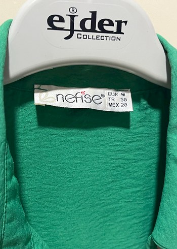 Düğmeli Yeşil Uzun Bol Kesim Kadın Gömlek - Görsel 4