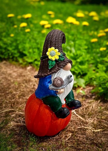 Kabak Üzerinde Şapkalı Bahçe Cini Figürü - Görsel 3