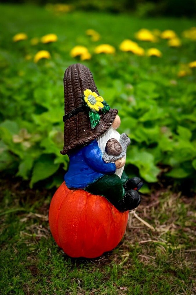 Kabak Üzerinde Şapkalı Bahçe Cini Figürü - Görsel 4