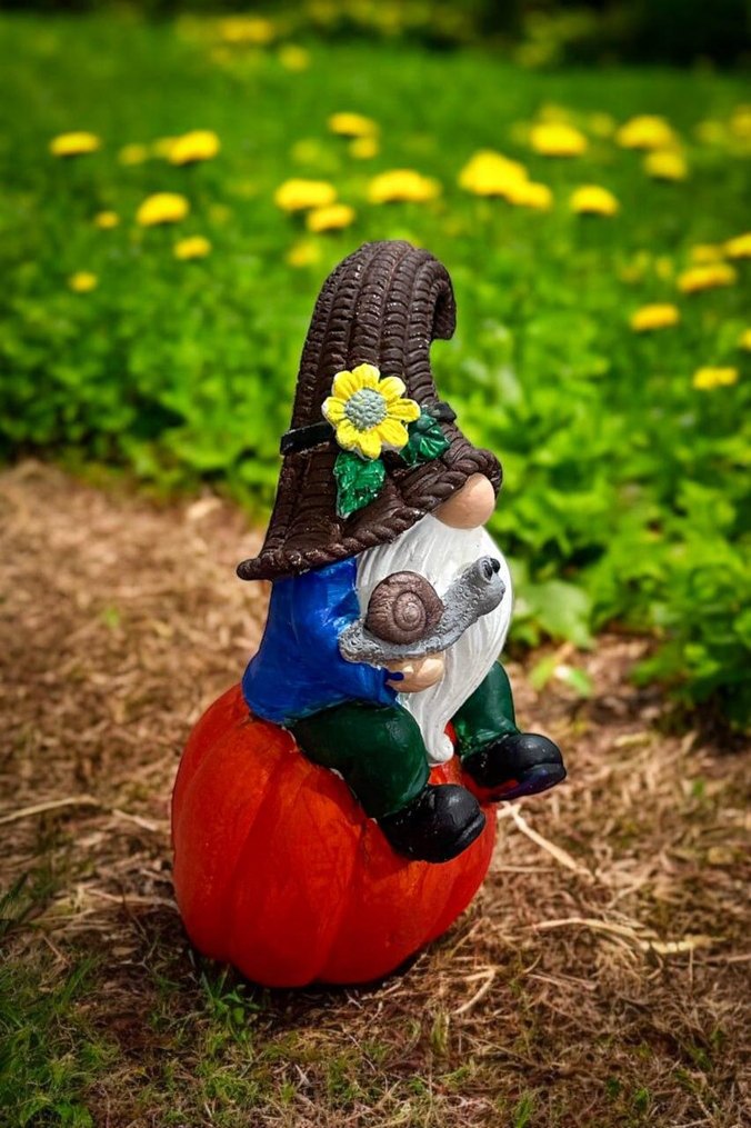 Kabak Üzerinde Şapkalı Bahçe Cini Figürü - Görsel 3