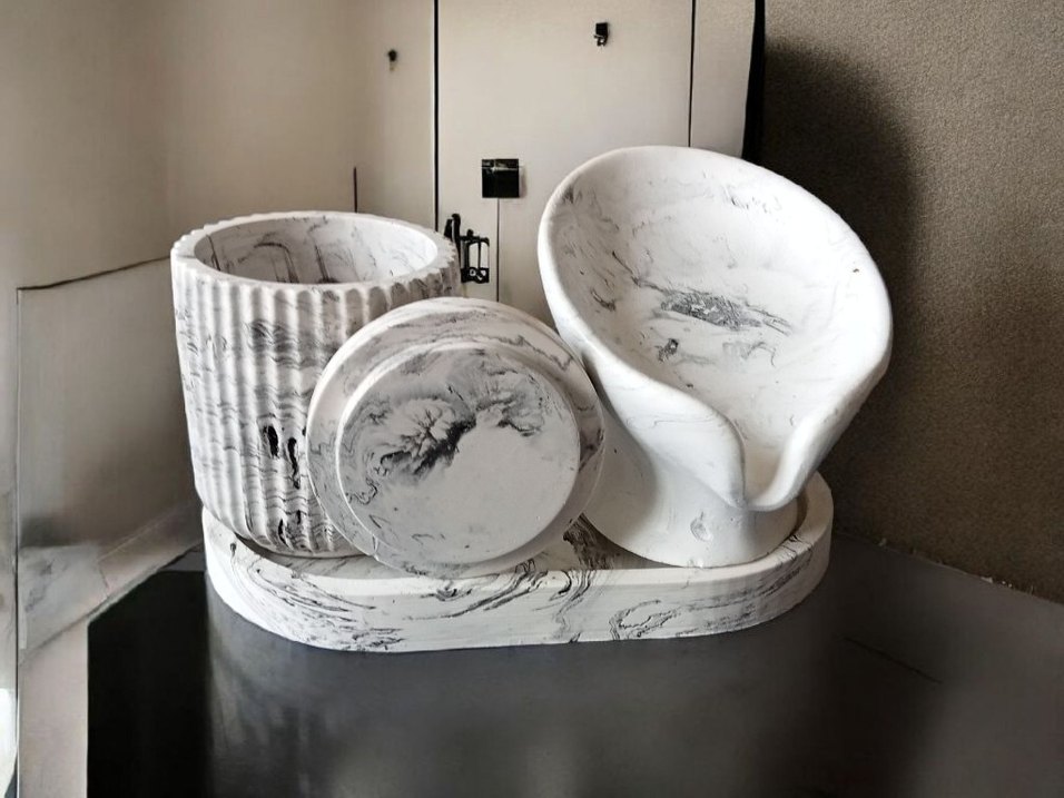 Gri Mermer Desenli Modern banyoSeti - Görsel 2