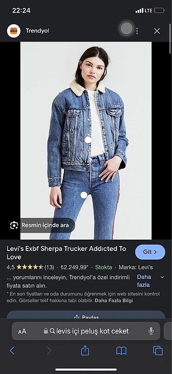 m Beden LEVİS KOT CEKET