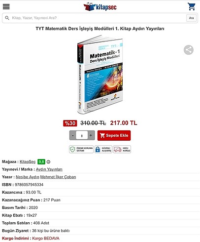 TYT Matematik Ders İşleyiş Modülleri 1. Kitap Aydın Yayınları