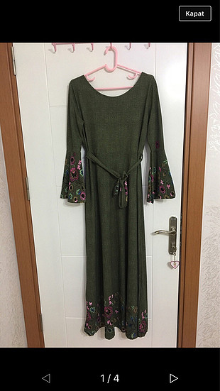 Zara Haki yeşil renk uzun elbise 