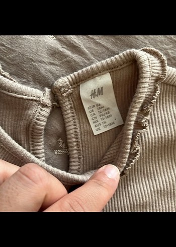 12-18 Ay Beden Kız Çocuk Bej Uzun Kollu Nakışlı Bohem Elbise H&M elbise