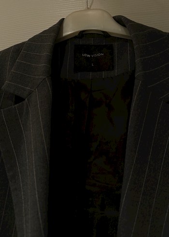 LC Waikiki Gri Çizgili Düğmeli Kadın Blazer Ceket