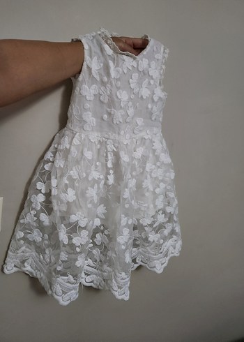 Kız Çocuk Dantel İşlemeli Elbise - Görsel 8