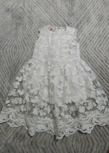 Kız Çocuk Dantel İşlemeli Elbise - Görsel 6