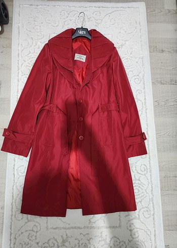 Şık Bordo Uzun Kadın Trençkot - Görsel 2