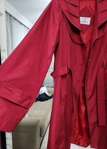 Şık Bordo Uzun Kadın Trençkot - Görsel 4