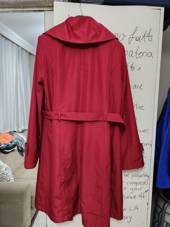 Şık Bordo Uzun Kadın Trençkot - Görsel 5