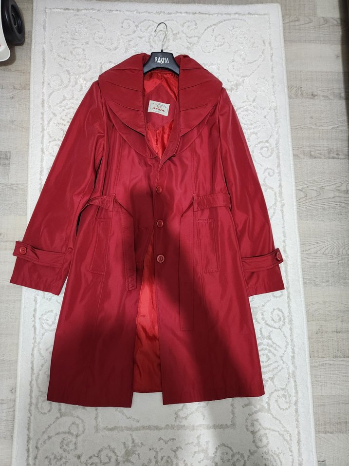 Şık Bordo Uzun Kadın Trençkot - Görsel 2