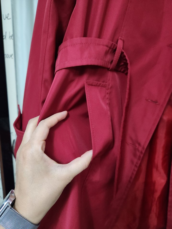 Şık Bordo Uzun Kadın Trençkot - Görsel 3