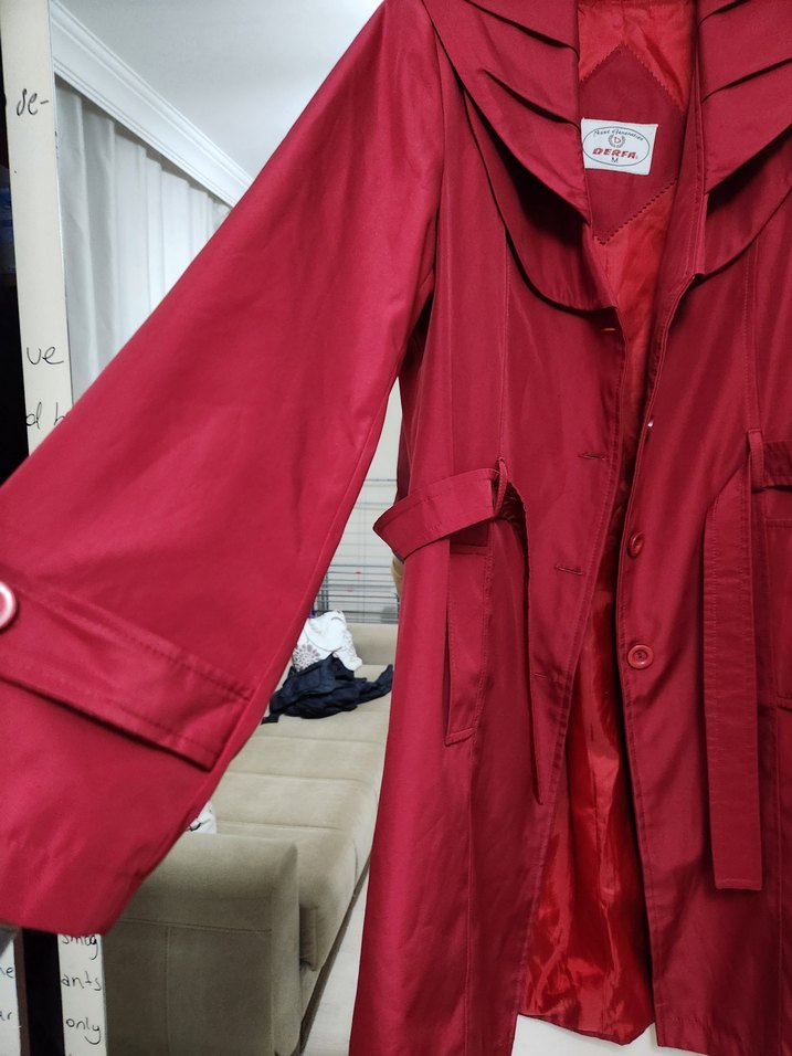 Şık Bordo Uzun Kadın Trençkot - Görsel 4