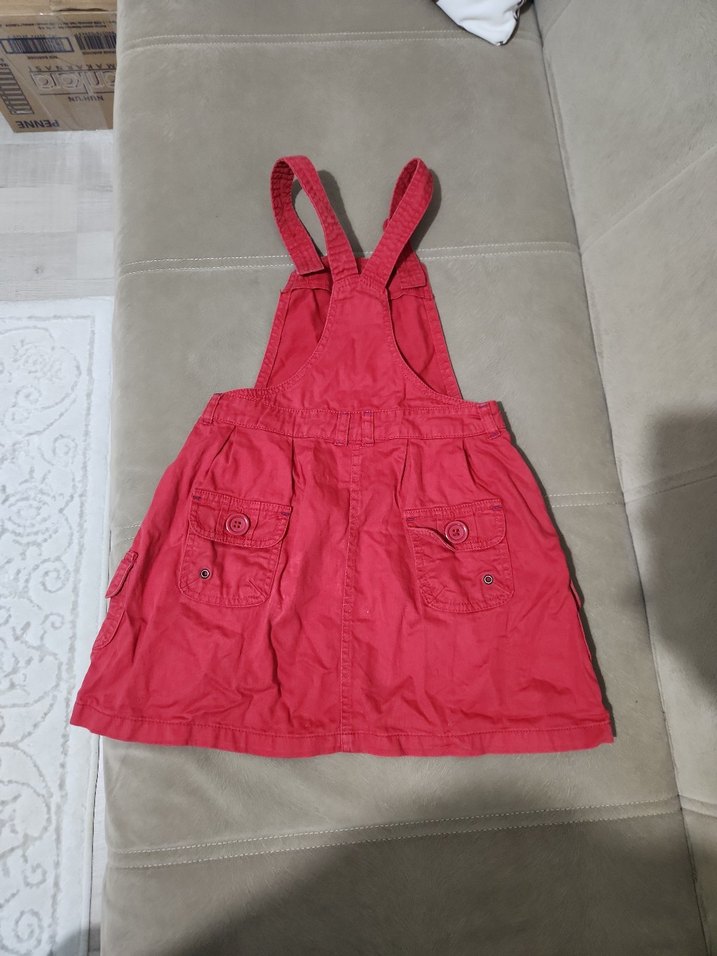 Kız Çocuk Kırmızı Askılı Elbise - Görsel 2