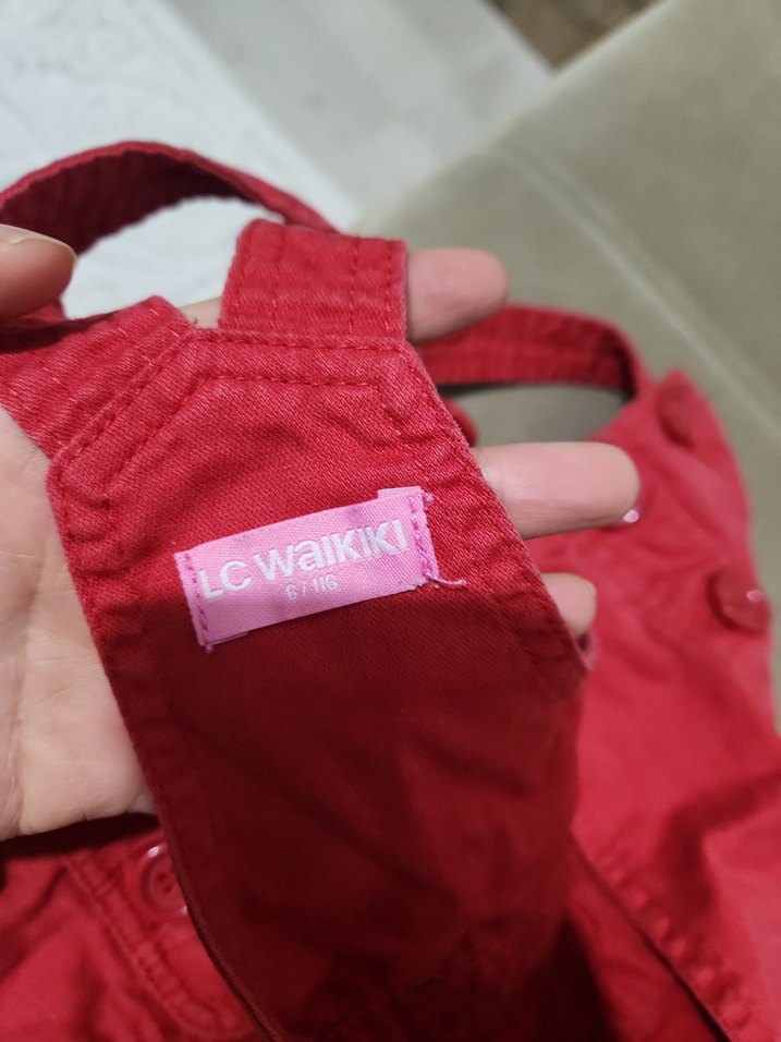 Kız Çocuk Kırmızı Askılı Elbise - Görsel 3