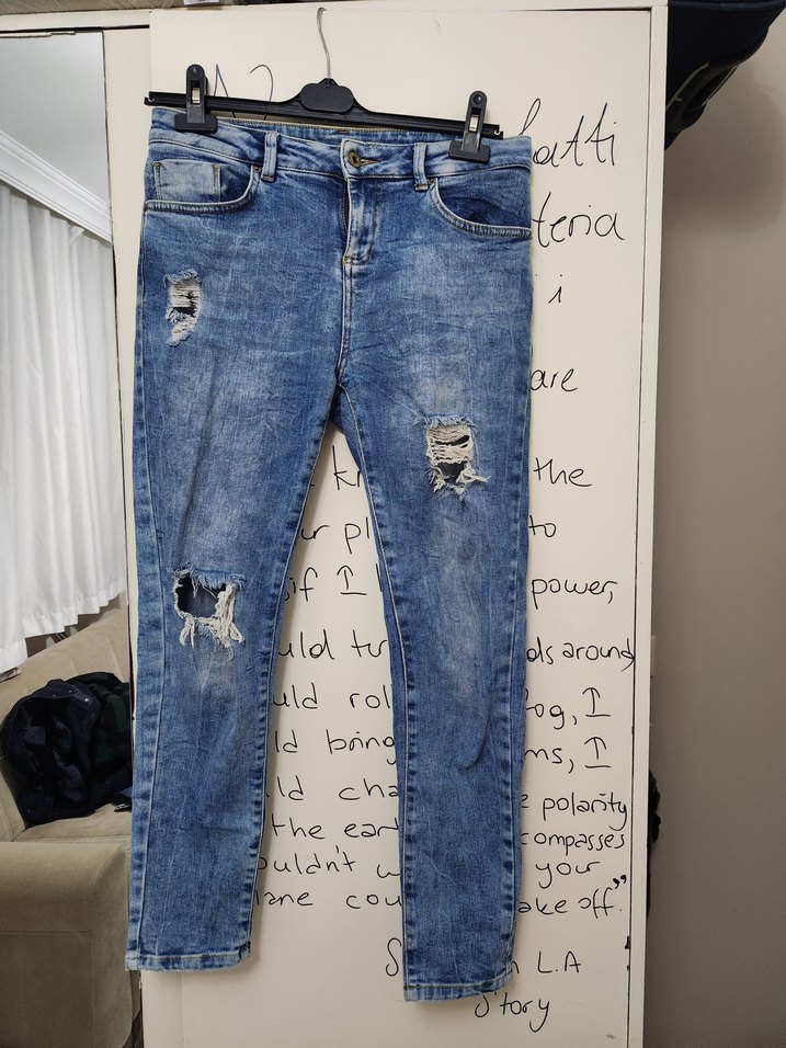 Kadın Gri Mavi Bol Kesim Denim Jean - Görsel 2