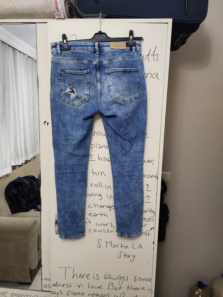 Kadın Gri Mavi Bol Kesim Denim Jean - Görsel 3