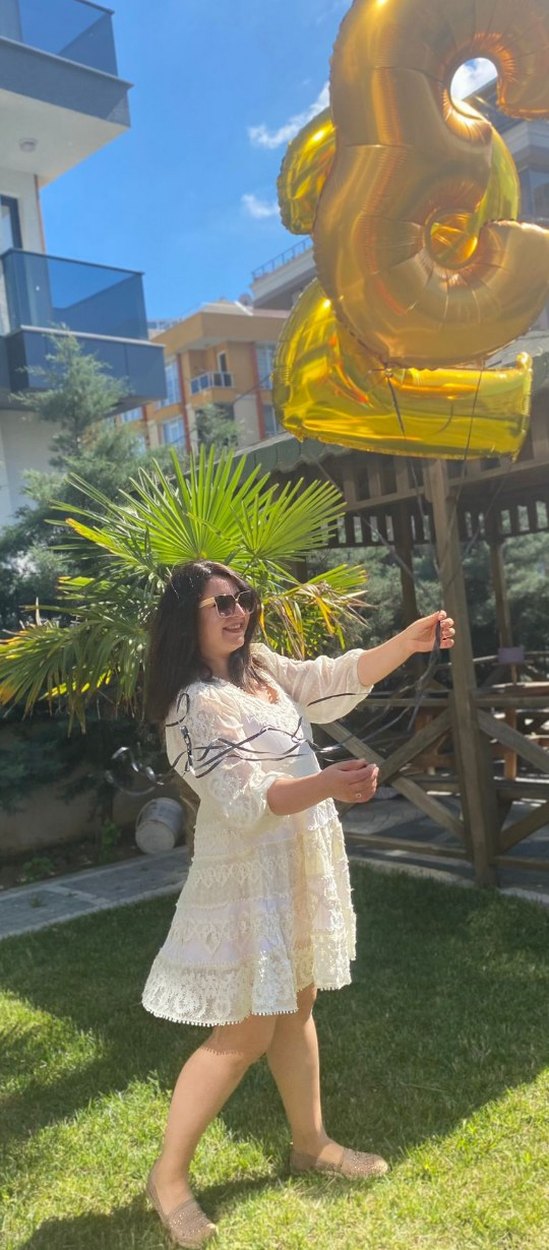 Beyaz Desenli Bohem Midi Elbise - Görsel 5