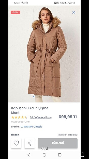 Lcw büyük beden mont sıfır yeni etiketli kesinlikle giyilmedi