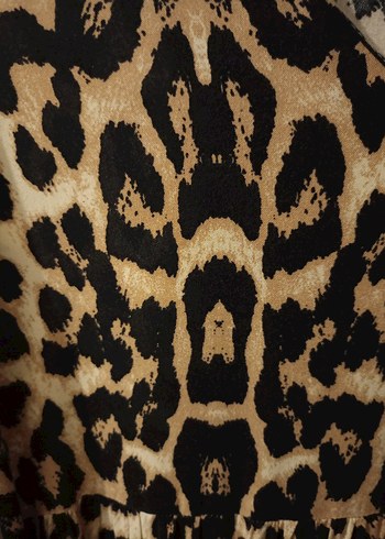 Leopar Desenli Uzun Salaş Kadın Elbise - Görsel 3