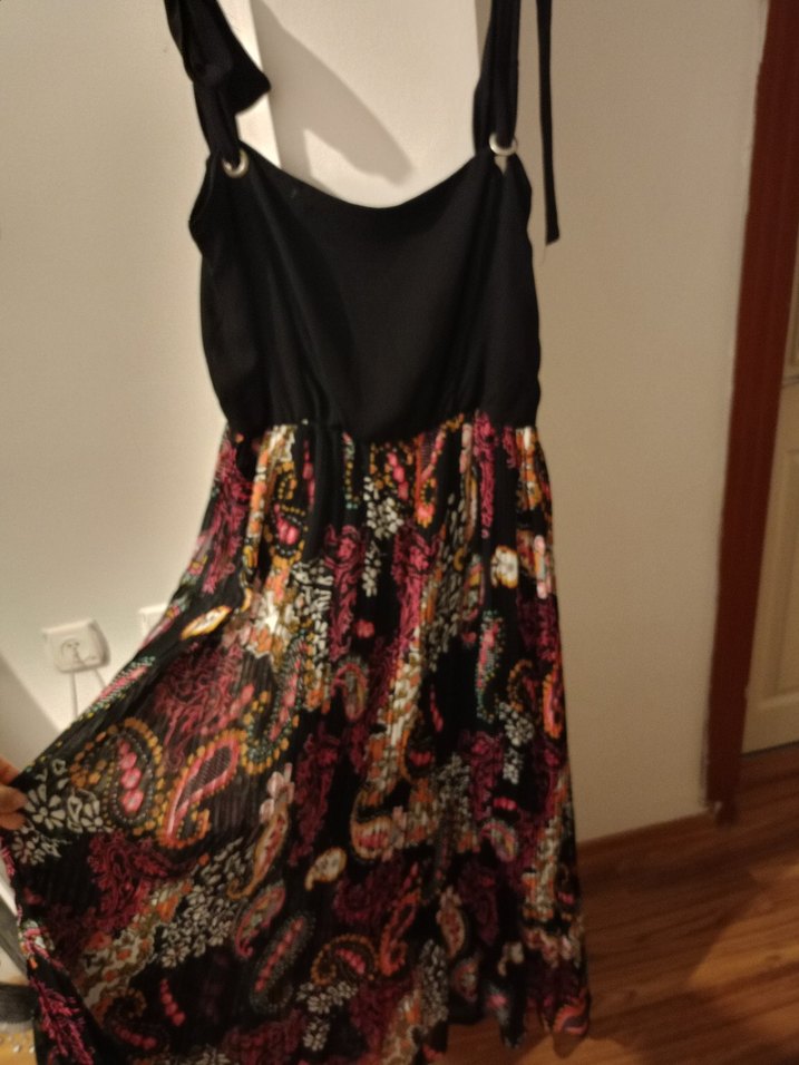 Desenli Bohem Uzun Askılı Elbise - Görsel 3