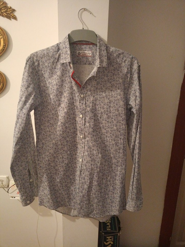 lacivert Desenli uzun Kollu Pamuklu Erkek Gömlek - Görsel 2