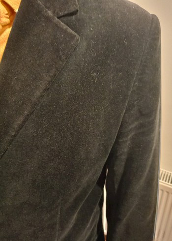 Siyah kadife Düğmeli Erkek Kaban - Görsel 4