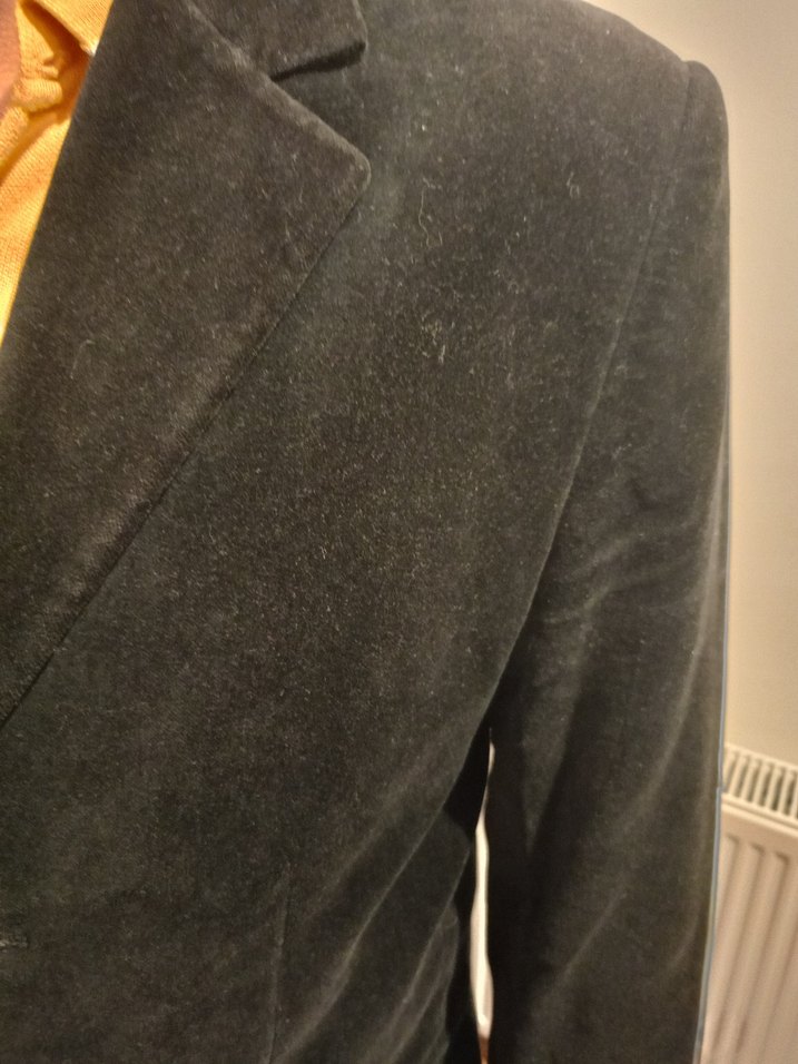 Siyah kadife Düğmeli Erkek Kaban - Görsel 4